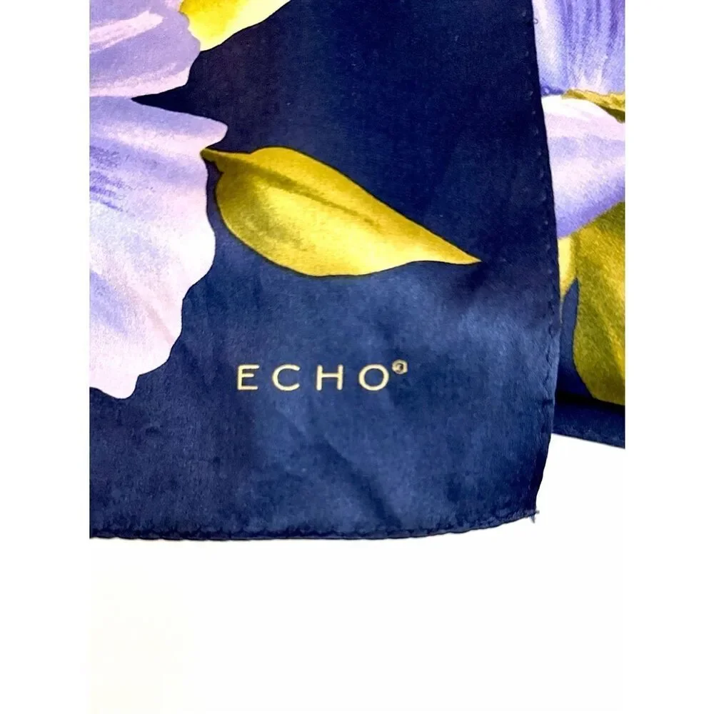 Echo Silk Satin Blue Scarf Rectangle 11,5x52